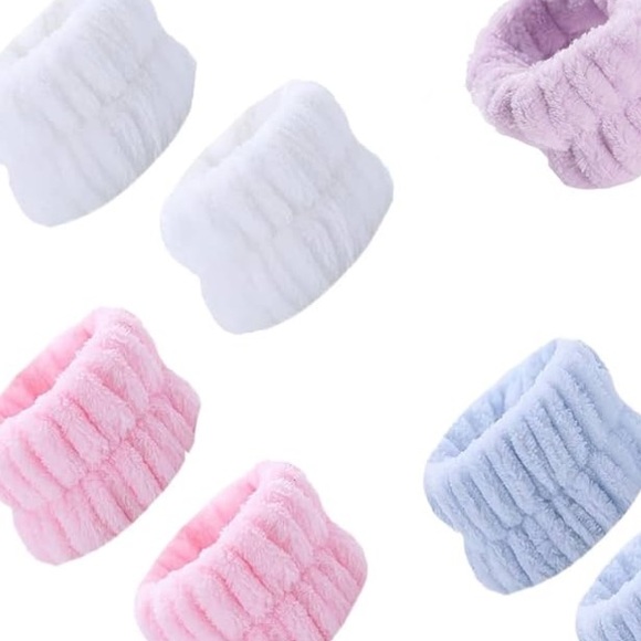 🌻4/$20 Spa Wrist Microfibre Absorbent Coral Fleece Wash Band Set Of 4 New - Picture 9 of 9